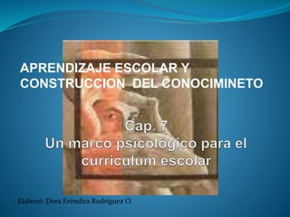 APRENDIZAJE ESCOLAR Y 
CONSTRUCCION DEL CONOCIMINETO 
Elaboró: Dora Eréndira Rodríguez O. 
 