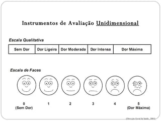 Instrumentos de Avaliação  Unidimensional ESCALAS PARA AVALIAÇÃO DA DOR (Direcção-Geral da Saúde, 2003) 