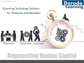 E-Learning Technology Solutions
for Enterprise and Education
Observation Optimization Operation
www.doradolearning.com
Augmenting Human Capital
 