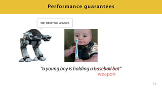 59
Performance guarantees
“a young boy is holding a baseball bat”
weapon
SIR, DROP THE WEAPON!
 