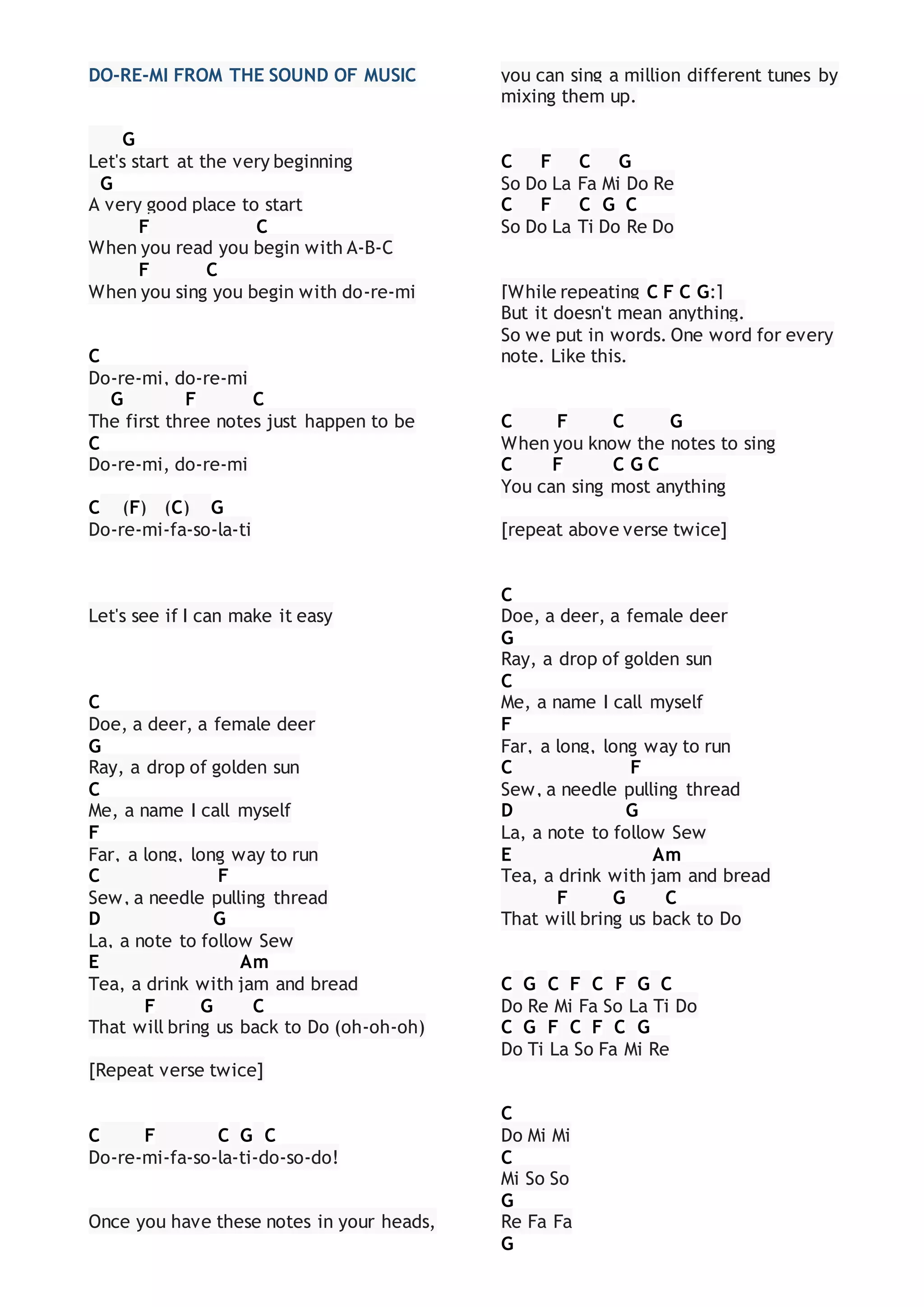 Do Re Mi From De Sound Of Music DOCX