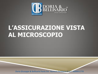 L’ASSICURAZIONE VISTA
AL MICROSCOPIO

Doria Giuseppe & Bellisario Paola Snc Numero Iscrizione R.U.I. A000011770

 