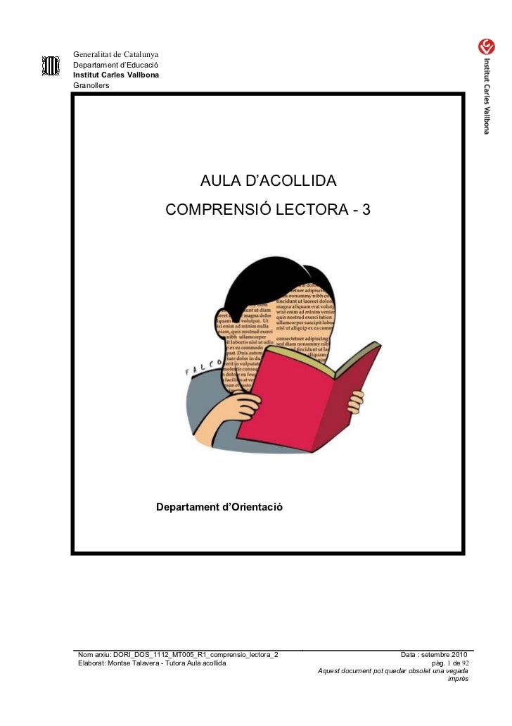 Generalitat de CatalunyaDepartament d’EducacióInstitut Carles VallbonaGranollers AULA D’A...