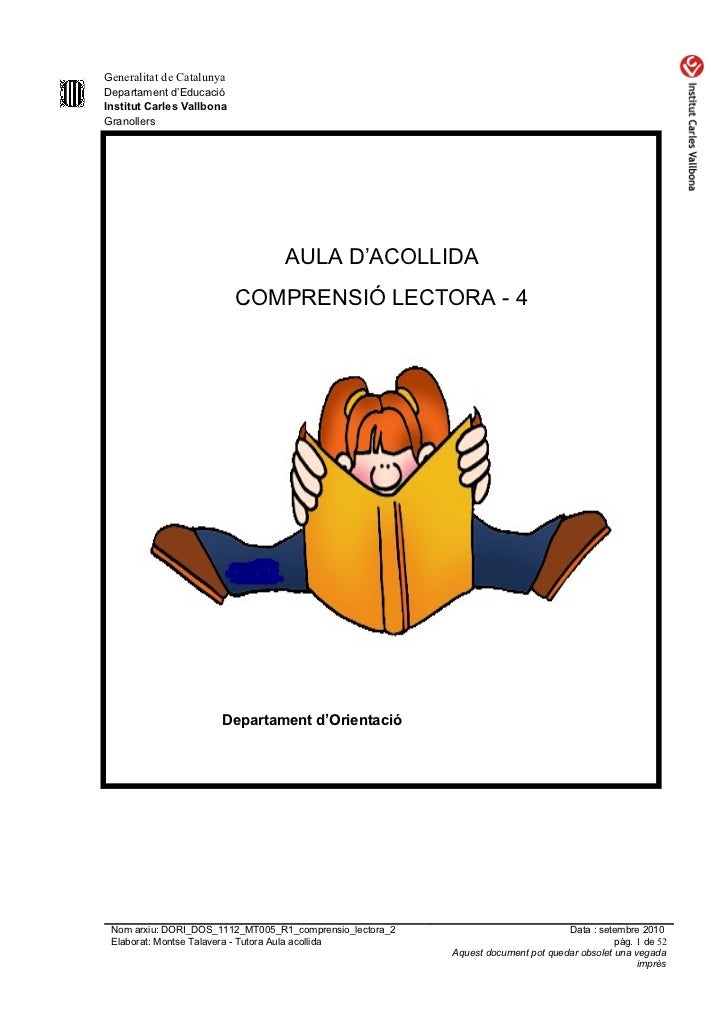 Generalitat de CatalunyaDepartament d’EducacióInstitut Carles VallbonaGranollers AULA D’A...