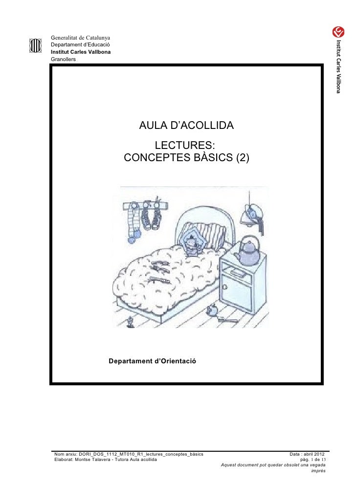 Generalitat de CatalunyaDepartament d’EducacióInstitut Carles VallbonaGranollers AULA D’A...