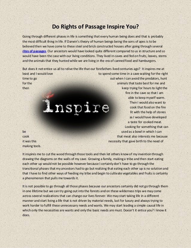 Do rights of passage inspire you