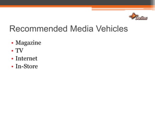 Recommended Media VehiclesMagazineTVInternetIn-Store