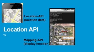 CursorLoader (3.0+)
It‟s a loader that queries the ContentResolver and returns a Cursor
From Activity/fragment:
LoaderManager lm = getLoaderManager();
lm.initLoader(LOADER_ID, null, loaderCallback); //create or reuse loader
LoaderCallbacks<Cursor> loaderCallback = new LoaderCallbacks<Cursor>() {
@Override public Loader<Cursor> onCreateLoader(int id , Bundle arg1) {
if(id==LOADER_ID){
return new CursorLoader(context, CONTENT_URI, null, null, null, ContactsContract.Contacts.DISPLAY_NAME + " ASC");
}
}
@Override public void onLoadFinished(Loader<Cursor> loader, final Cursor cursor) {
if(loader.getId()== LOADER_ID){
updateView(cursor); // in main thread
}
@Override public void onLoaderReset(Loader<Cursor> loader) {
// Loader's data is now unavailable Remove any references to the old data by replacing it a null Cursor.
155

}

updateView(null)

 