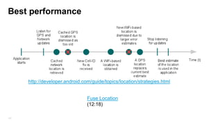 Loader with without ContentProvider ?
• https://www.grokkingandroid.com/using-loaders-in-android/
• Since Android‟s CursorLoader is only for Cursors returned by content providers we need another
Loader implementation if we want to use SQLite directly.

157

 