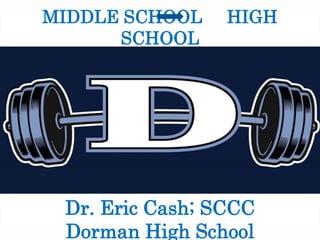 MIDDLE SCHOOL HIGH
SCHOOL
PROGRAM DESIGN
Dr. Eric Cash; SCCC
Dorman High School
 