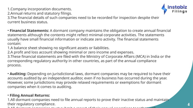 Step-by-Step Process for Dormant Status Filing | PPT
