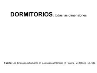 DORMITORIOS: todas las dimensiones




Fuente: Las dimensiones humanas en los espacios Interiores (J. Panero - M. Zelmik) - Ed. GG.
 