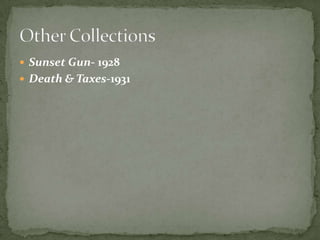 1933- Once again traveled to Europe and met her 2nd husband Alan CampbellScottish-Jewish decentRumored bisexualThe two became screen writing partners and signed a contract with Paramount Pictures in 19351937- Dorothy won an Academy Award for her joint screenplay of “A Star is Born”