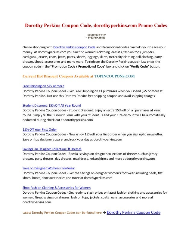 Dorothy Perkins Coupon Code Dorothy Perkins Coupon Code