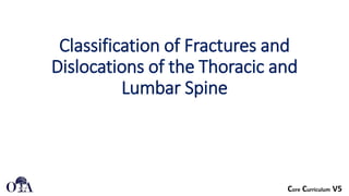 Core Curriculum V5
Classification of Fractures and
Dislocations of the Thoracic and
Lumbar Spine
 