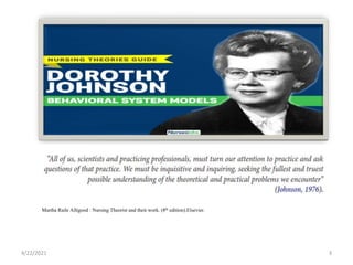 4/22/2021 3
Martha Raile Alligood : Nursing Theorist and their work. (8th edition).Elsevier.
 
