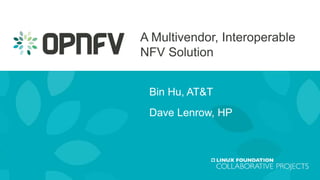 A Multivendor, Interoperable
NFV Solution
Bin Hu, AT&T
Dave Lenrow, HP
 