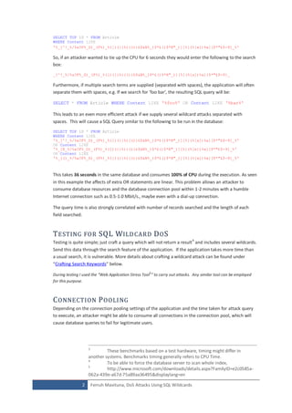 DoS Attacks Using Sql Wildcards