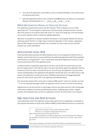 DoS Attacks Using Sql Wildcards