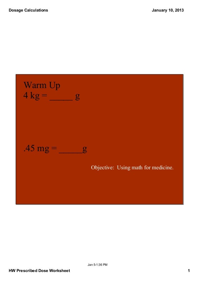 Dosage calculations with labels