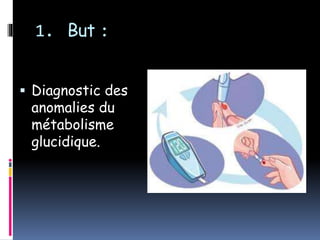 1. But :
 Diagnostic des
anomalies du
métabolisme
glucidique.
 