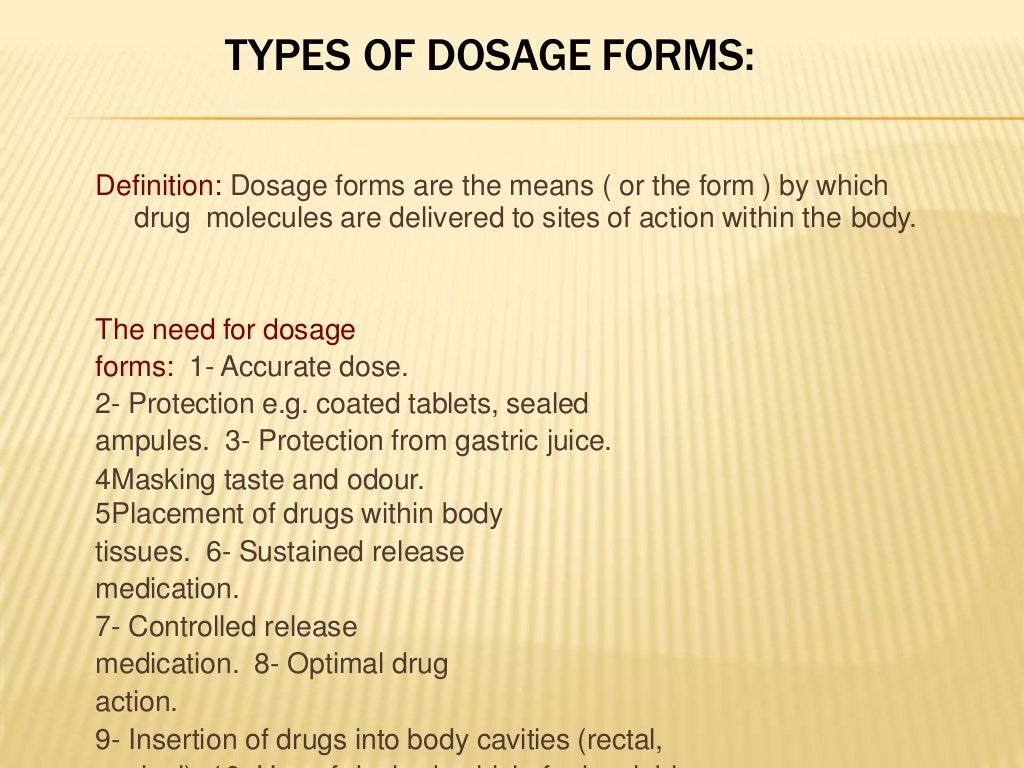 assignment on dosage form