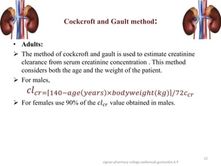 Cockroft Formule Dose Adjustment in renal and hepatic failure | PPTX