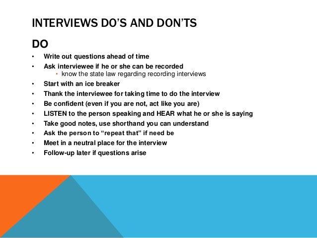interview tips dos and donts