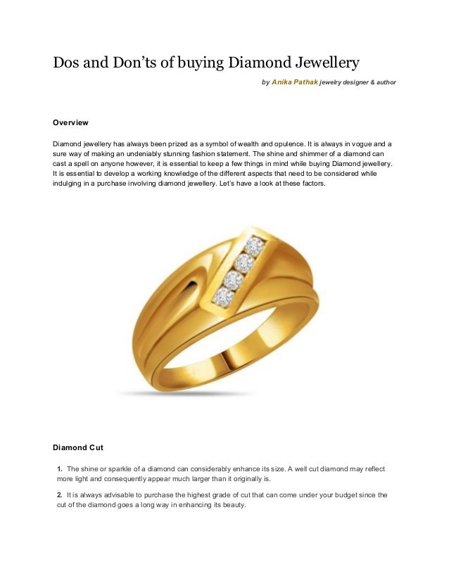 Dos and donts of buying diamond jewellery