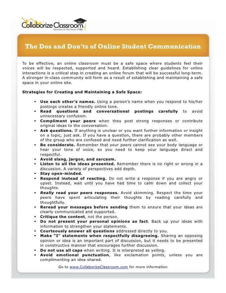 Dos and Don'ts of online student communication