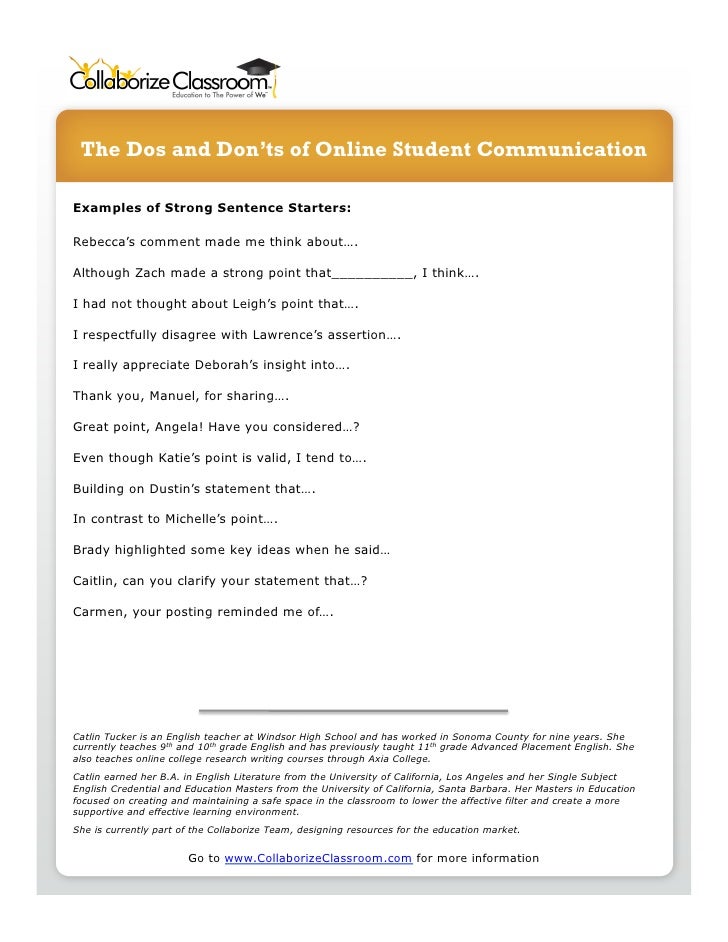 Dos and Don'ts of online student communication