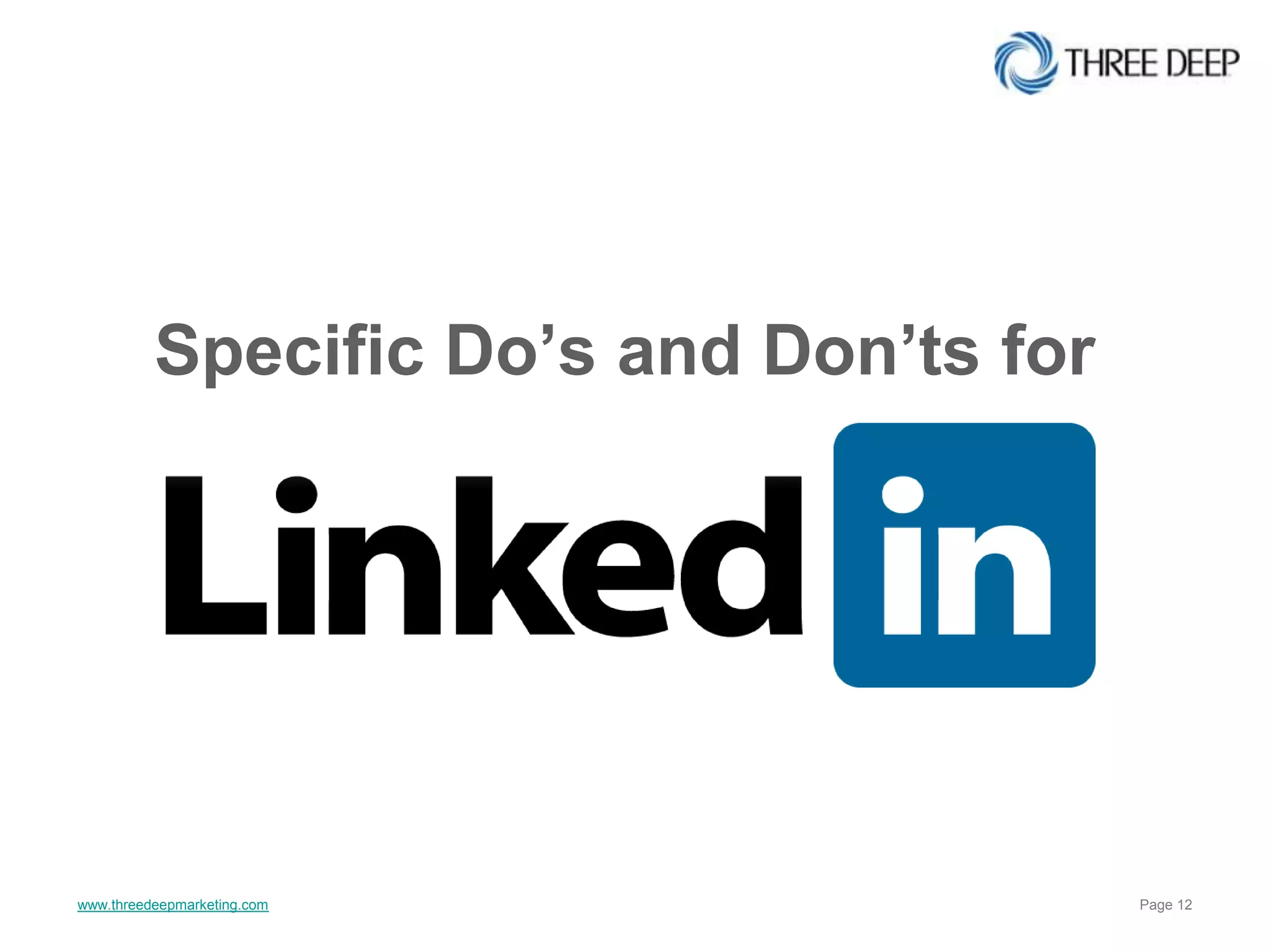 Specific Do’s and Don’ts for