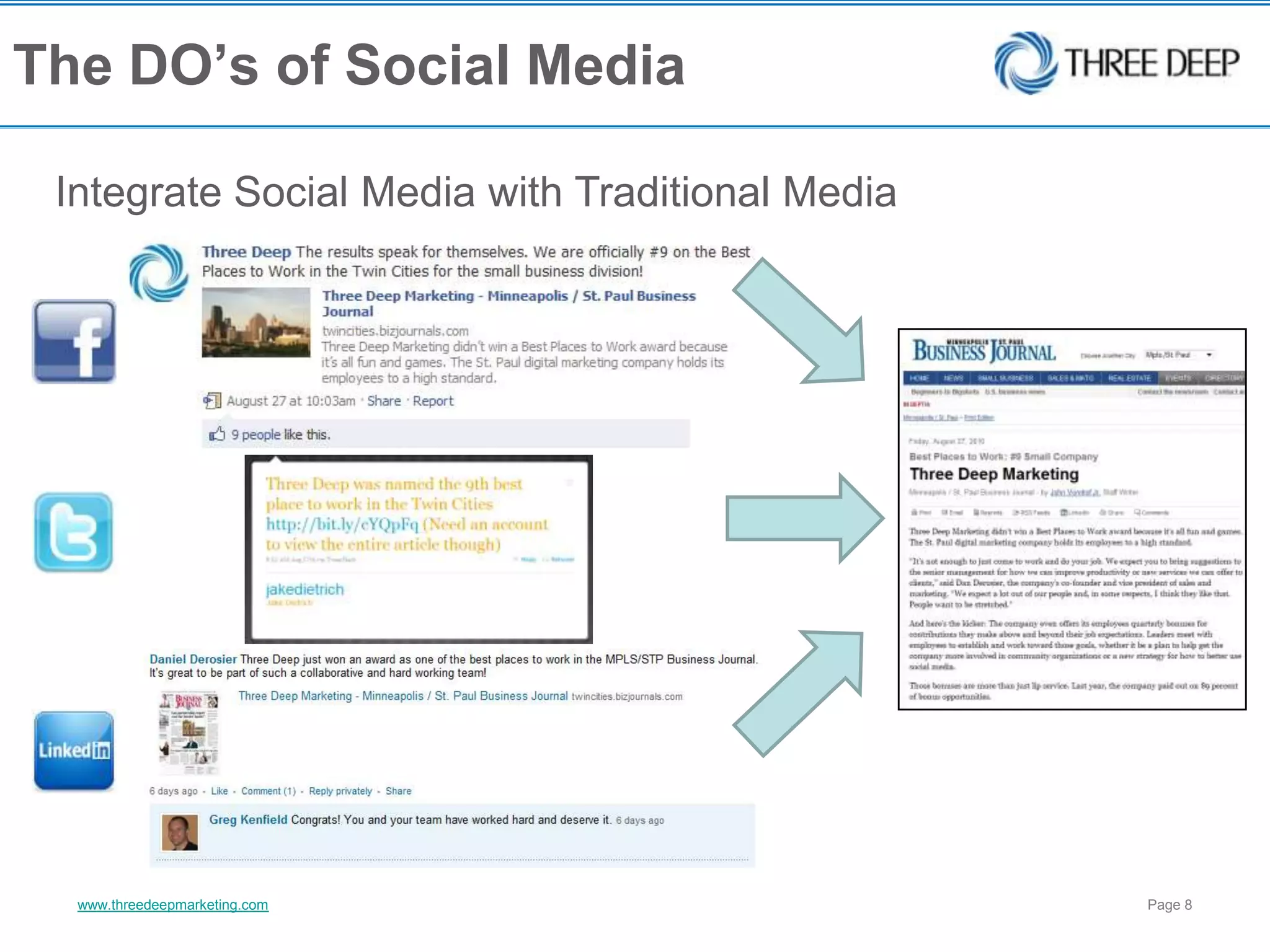 The DO’s of Social MediaIntegrate Social Media with Traditional Media