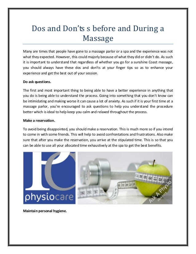 Dos And Don Ts S Before And During A Massage