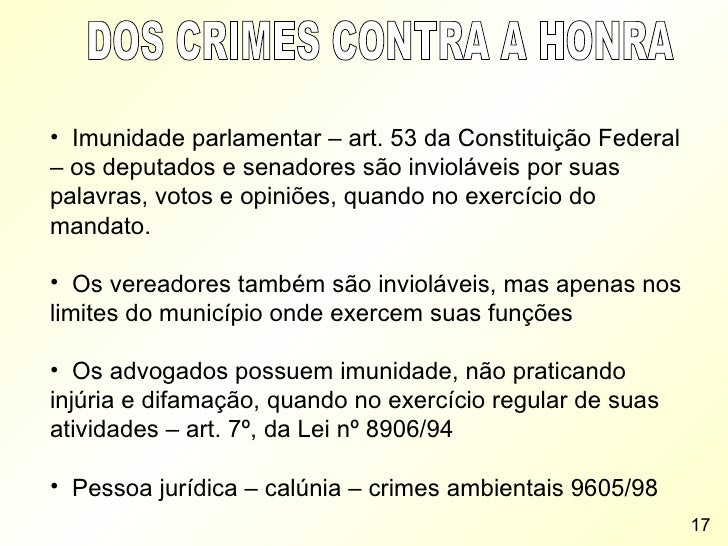 Exemplo De Exceçao Da Verdade Nos Crimes Contra A Honra