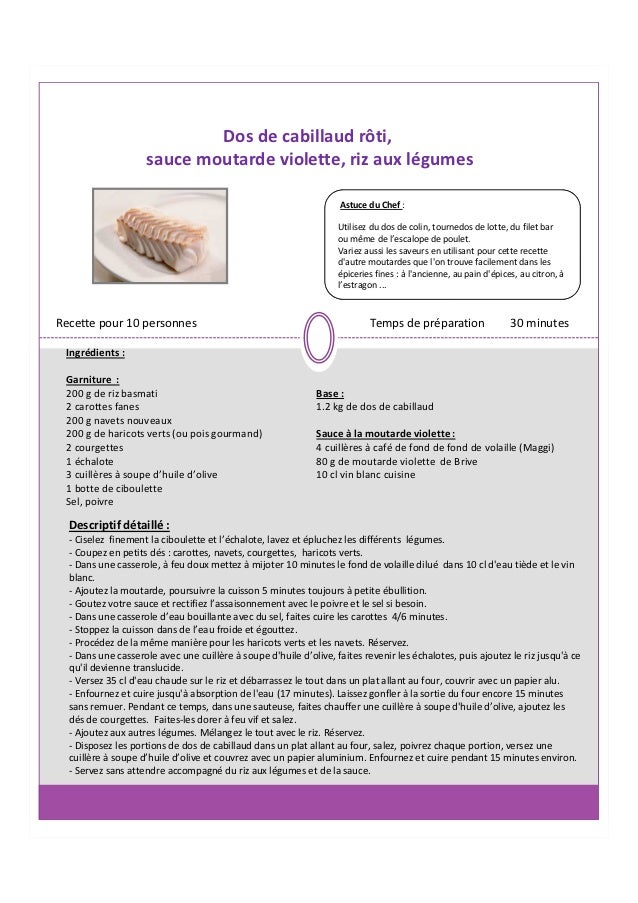 Dos De Cabillaud Roti Riz Aux Legumes
