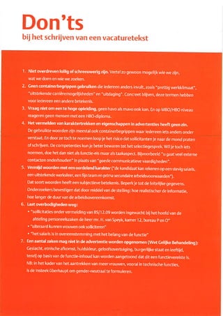 Do's don'ts vacatureteksten