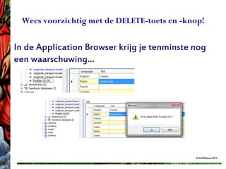 © Rolf Blijleven 2013
Wees voorzichtig met de DELETE-toets en -knop!
In de Application Browser krijg je tenminste nog
een waarschuwing…
© Rolf Blijleven 2014
 