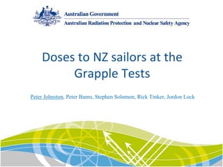Doses to NZ sailors at the 
Grapple Tests
Peter Johnston, Peter Burns, Stephen Solomon, Rick Tinker, Jordon Lock
 