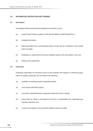 Dosh Regulations.pdf Industry Code of Practice ob Indoor Air Quality 2010 (DOSH MALAYSIA) | PDF
