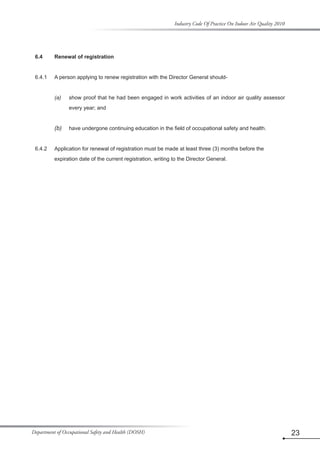 Dosh Regulations.pdf Industry Code of Practice ob Indoor Air Quality 2010 (DOSH MALAYSIA) | PDF