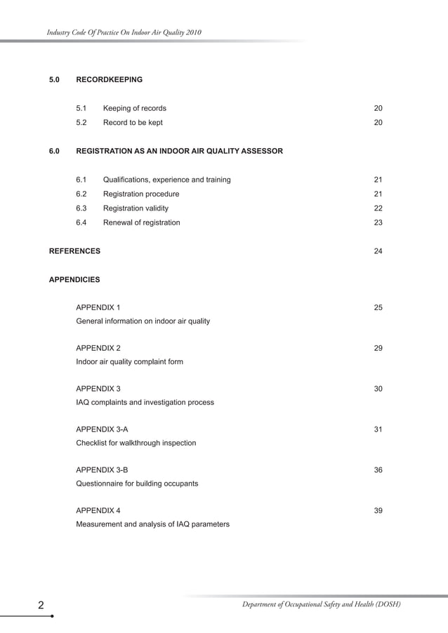 Industry Code of Practice ob Indoor Air Quality 2010 (DOSH MALAYSIA)