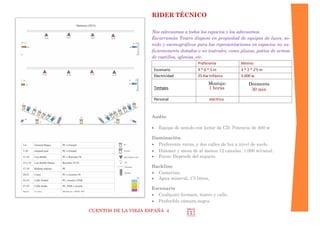 CUENTOS DE LA VIEJA ESPAÑA 4
Es necesaria conexión a Internet
TV
TV Guadalajara, Guadalajara al día, 2010-03-02 Entrevista
http://youtu.be/C-W_BCwQ2Z4
Entrevista a los componentes de Escarramán Teatro que iban de gira
de dos meses a Italia con “Don Gil de las calzas verdes” y hablando de
la gira por Chile, donde se estrenó “Cuentos de la vieja Es- paña”
 