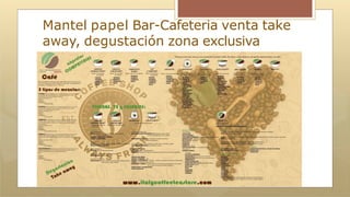 Mantel papel Bar-Cafeteria venta take
away, degustación zona exclusiva
 