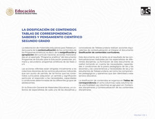 DOSIFICACION DE CONTENIDOS SABERES Y PENSAMIENTO CIENTIFICO SEGUNDO ...