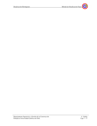 Dosificación Hormigones Método de Dosificación Faury
Departamento Ingeniería y Gestión de la Construcción C. Videla
Pontificia Universidad Católica de Chile Cap.7 - 77
 