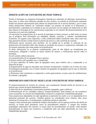 DOSIFICACION y DISEÑO DE MEZCLAS DEL CONCRETO                                                  2011




DOSIFICACIÓN DE CO...