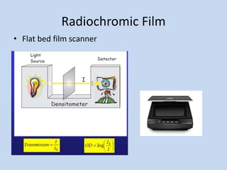 Radiochromic Film
• Flat bed film scanner
 