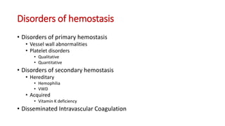 Comprehensive Overview of Bleeding Disorders and Hemostasis Mechanisms ...