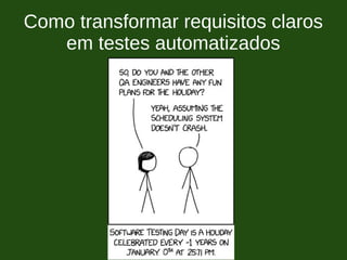 Como transformar requisitos claros
em testes automatizados
 